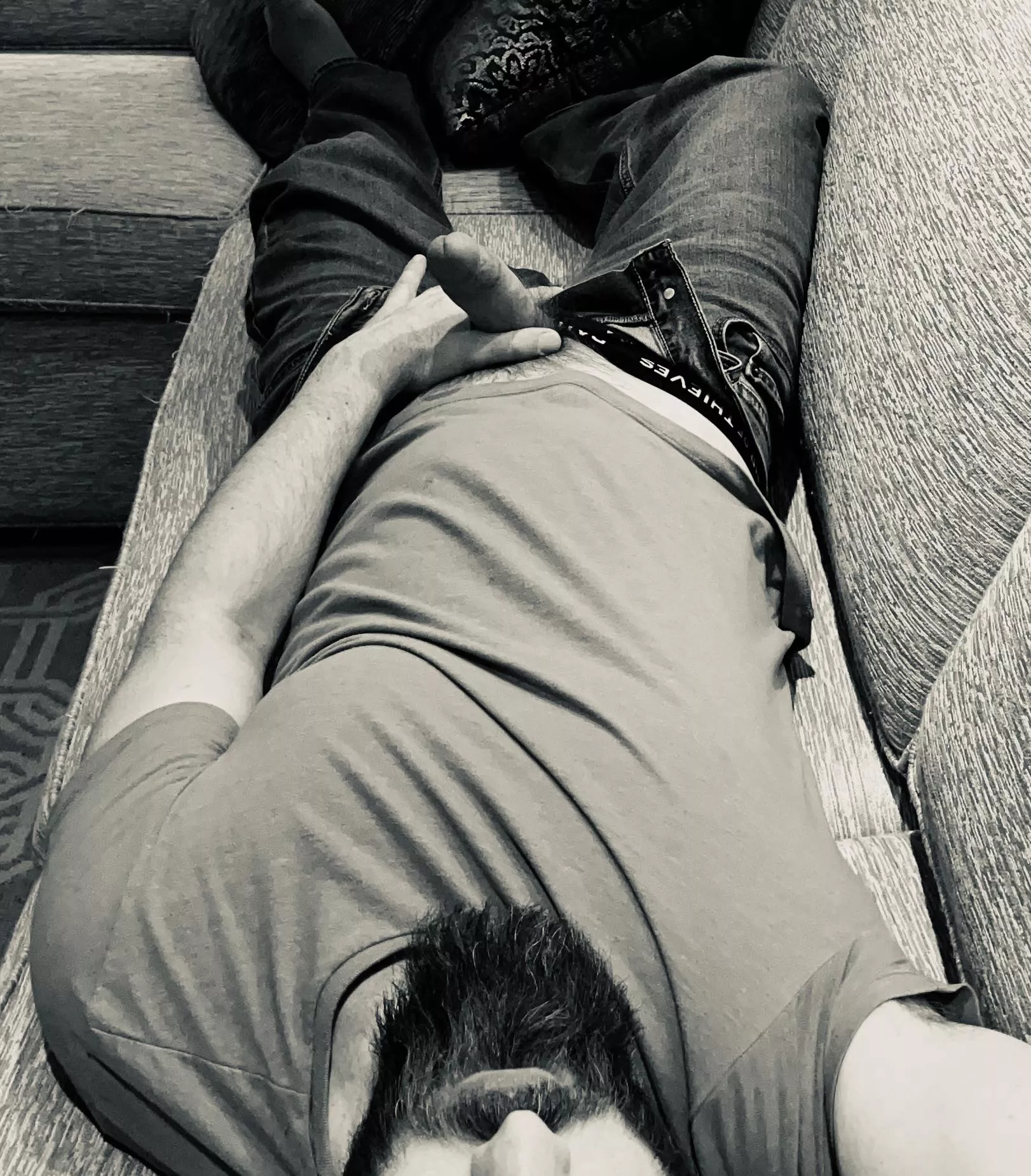 Plenty of room on this couch… Plenty of room on this couch…