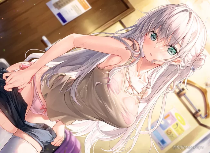 Taking off her shorts