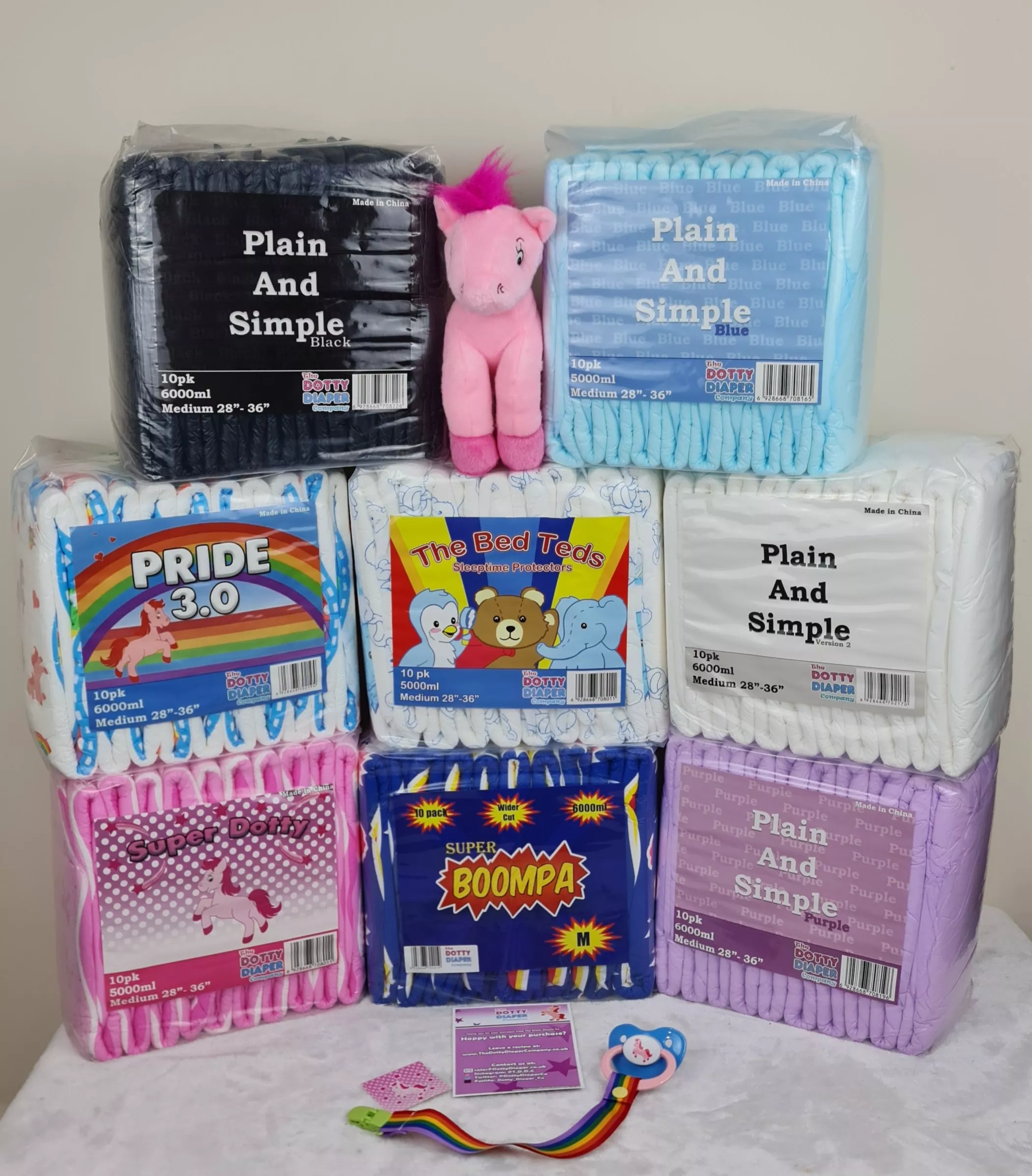 The Dotty Diaper Company has so many different models! They just announced the purple and black ones.