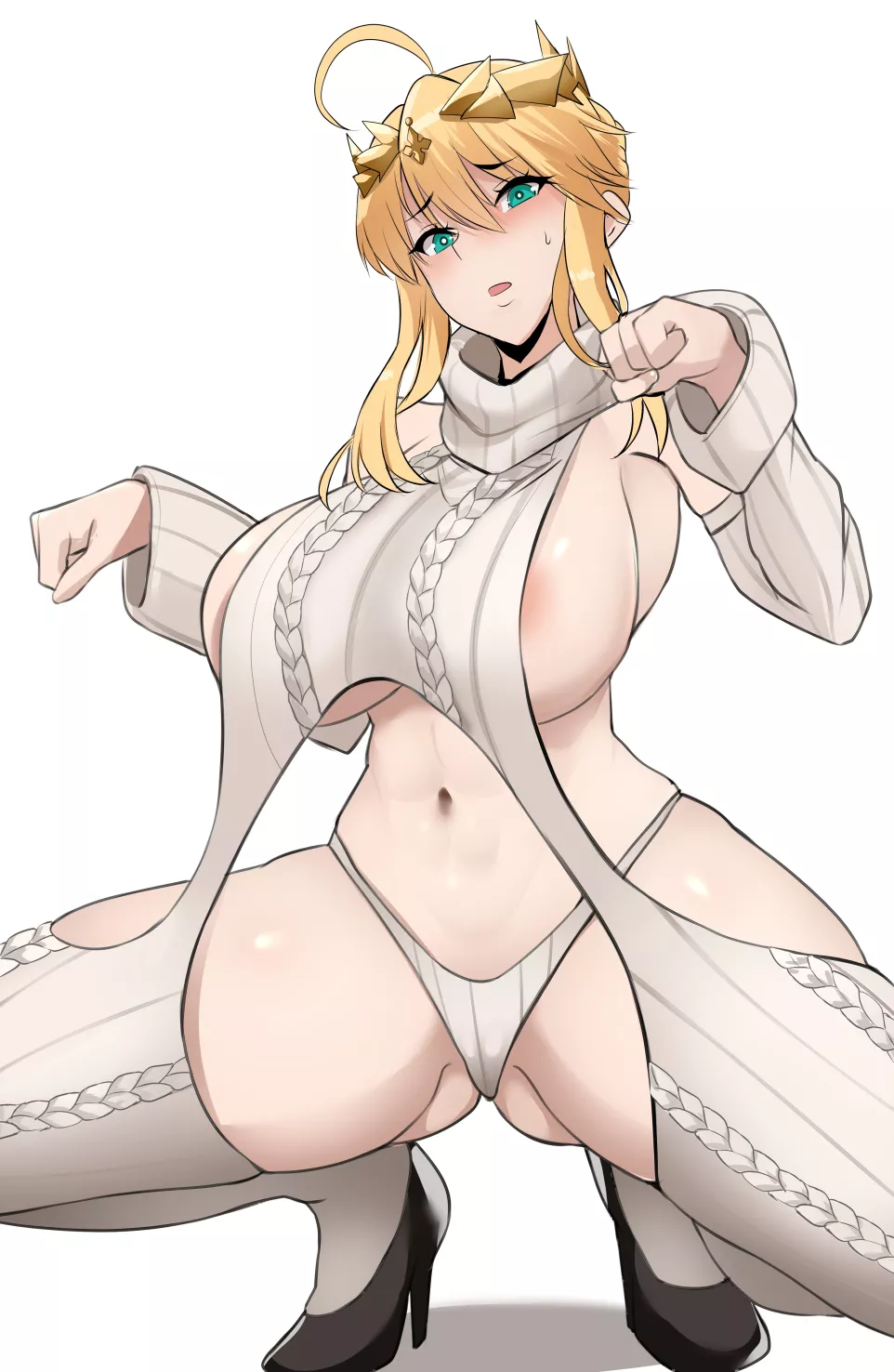 Artoria wearing a virgin destroyer sweater