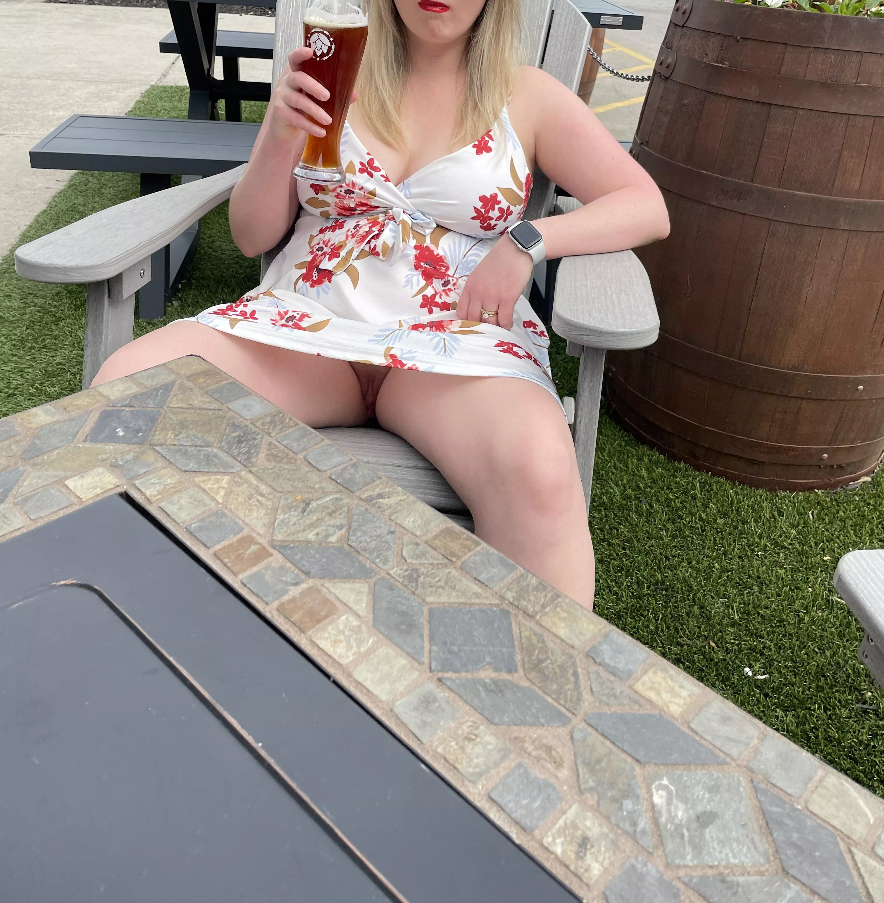 Casually sitting at the brewery and enjoying my beer