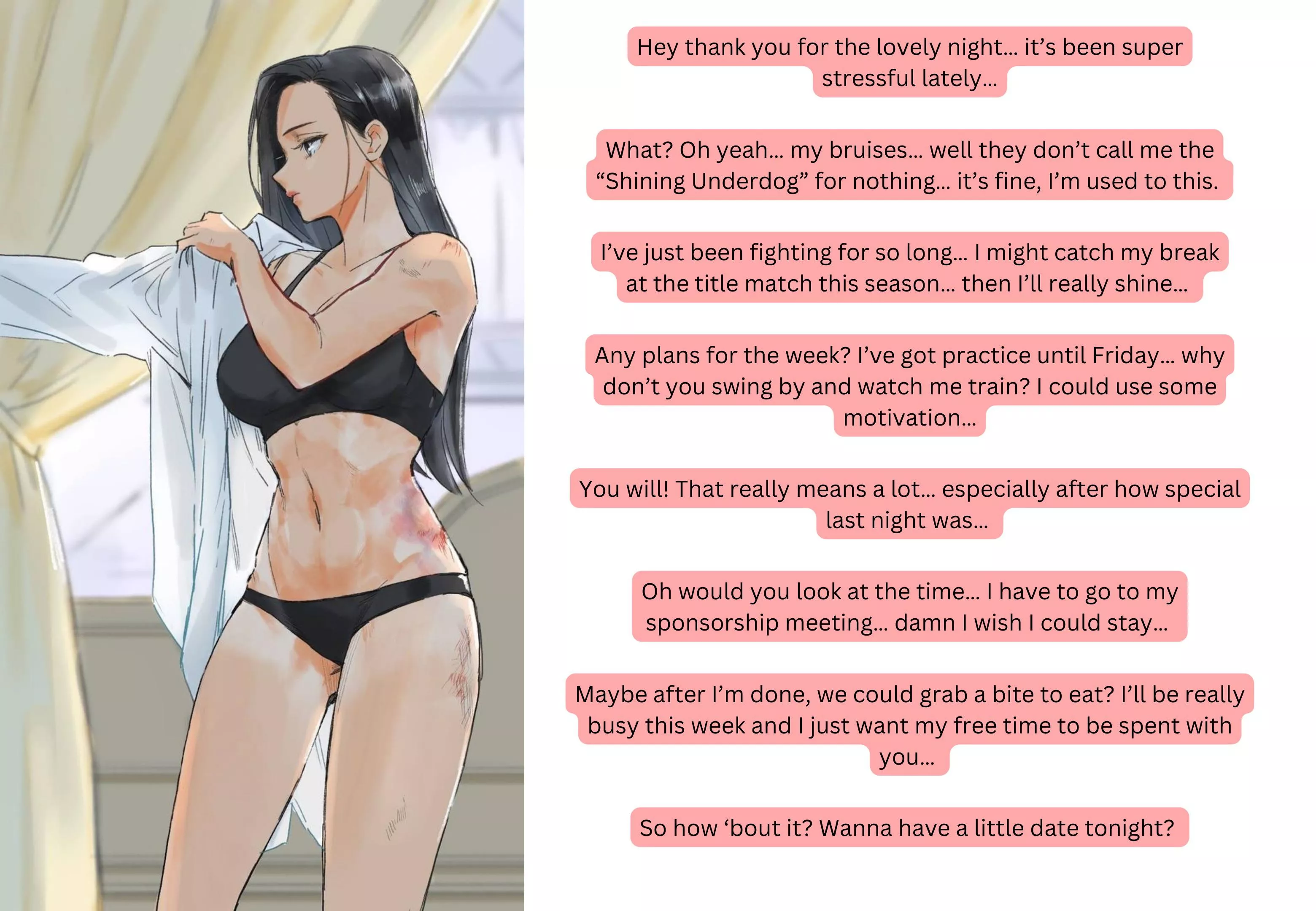 Even a fighter has her needs [Fighter] [Strong] [Implied] [Hurt] [Feelings] [After] Artist: Honwaka (Twitter)