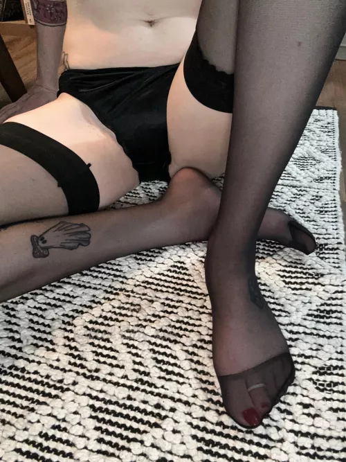 I’ll tease you with these black thigh high tights