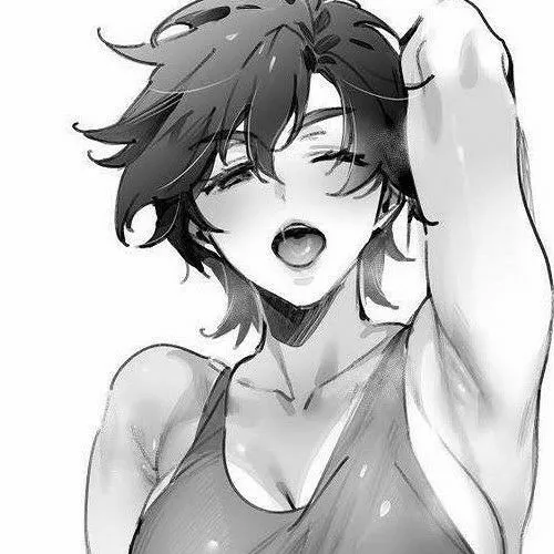 LF Mono Source: 1girl, arm up, armpits, short hair, black hair, one eye closed, winking, open mouth, tongue out