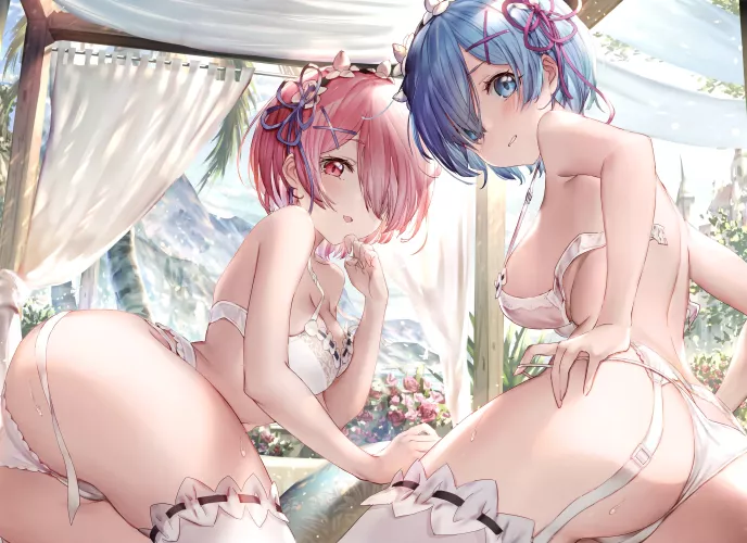 Rem and Ram in lingerie
