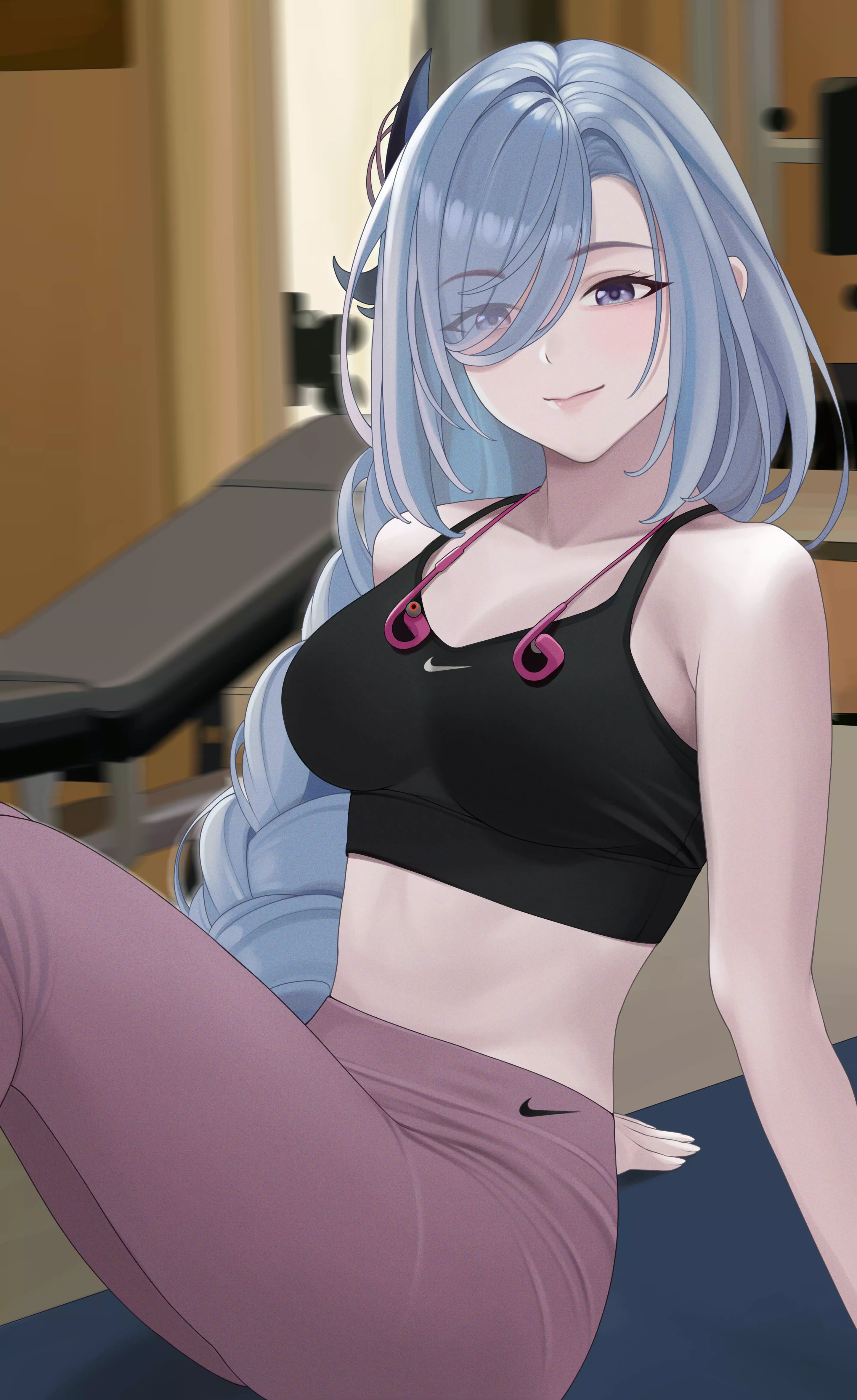 Shenhe at the gym (Quatthro) [Genshin Impact]