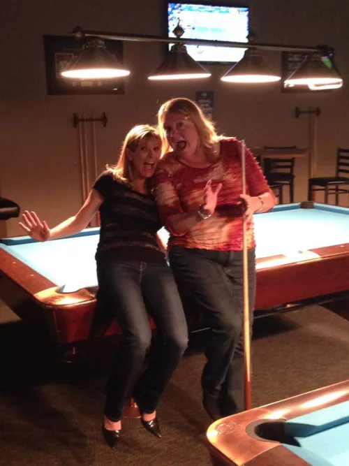 The tiny petite woman severely outboobs the BBW.