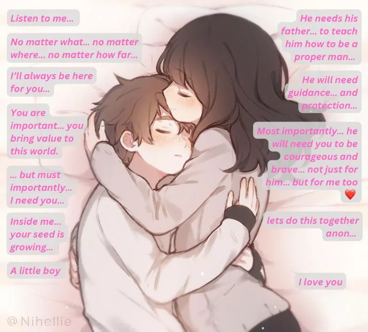 After finding out the gender of your baby, you get scared but your gf comforts you with words of wisdom…[Wholesome] [NoSex] [Encouragement] [Holding] [Pregnant] [Safe] [Protective] [Cuddle] Artist: Nihellie (Instagram/Twitter)