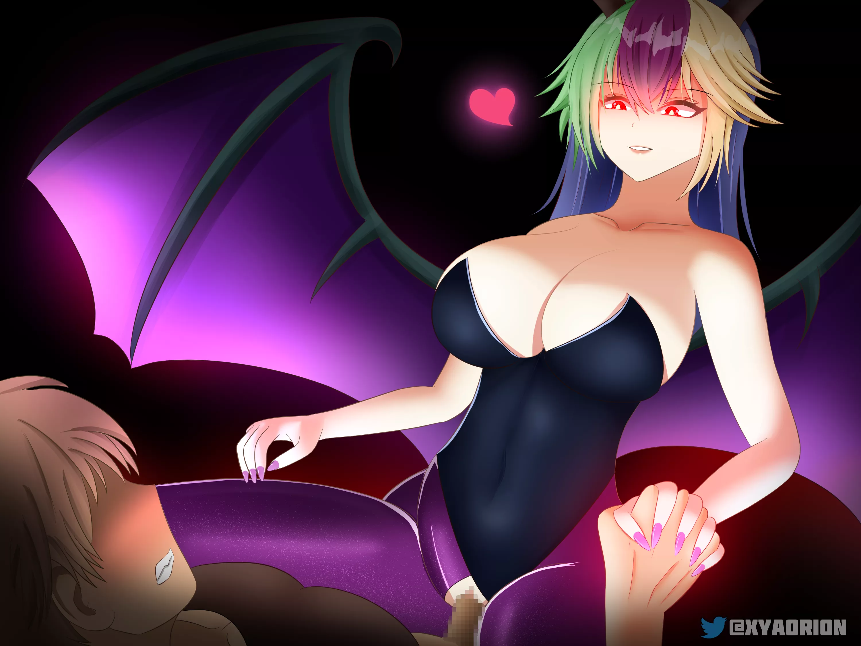 Succubus lord holds your hand in Drain Mansion. Fanart by me