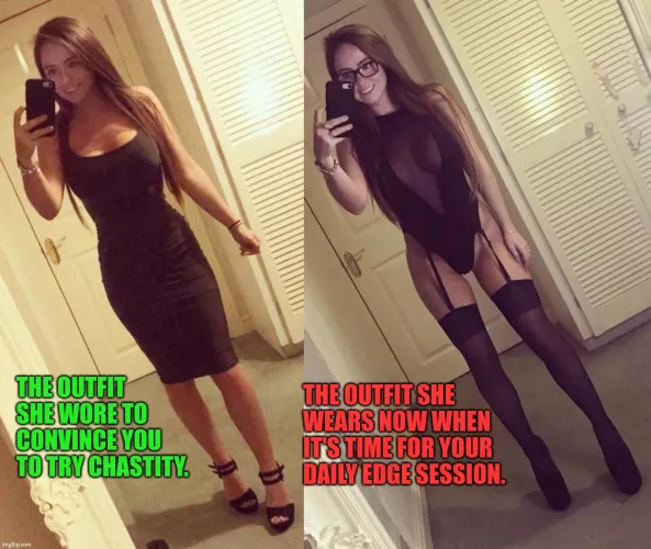 The teasing outfits always get sexier