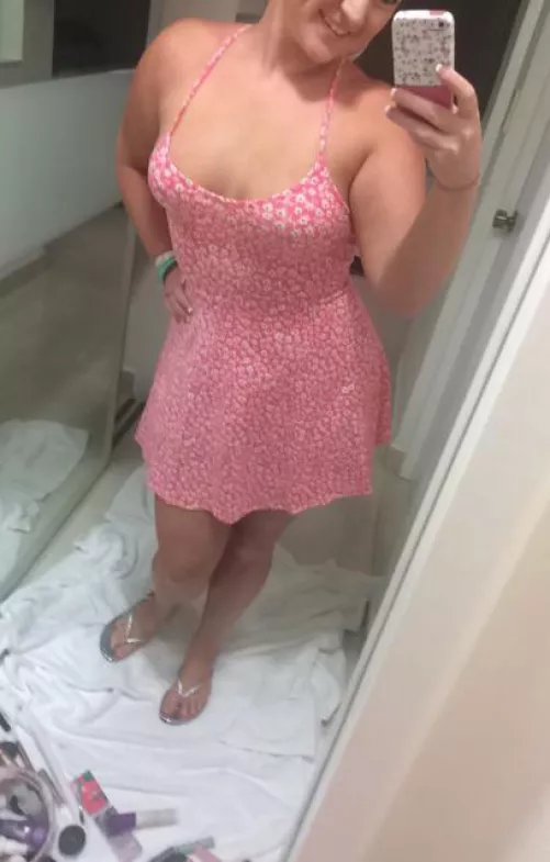 Trying on sundresses to get ready for summer season. I think this one should work.