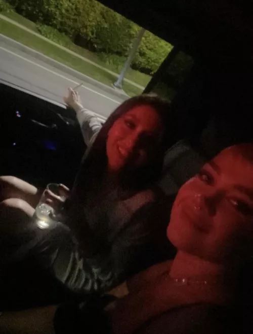 Actress Florence Pugh riding around with her smoking friend