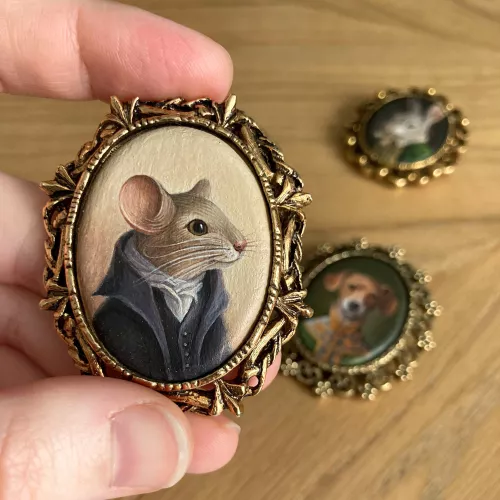 Christopher Maus, hand painted brooch (or miniature painting)