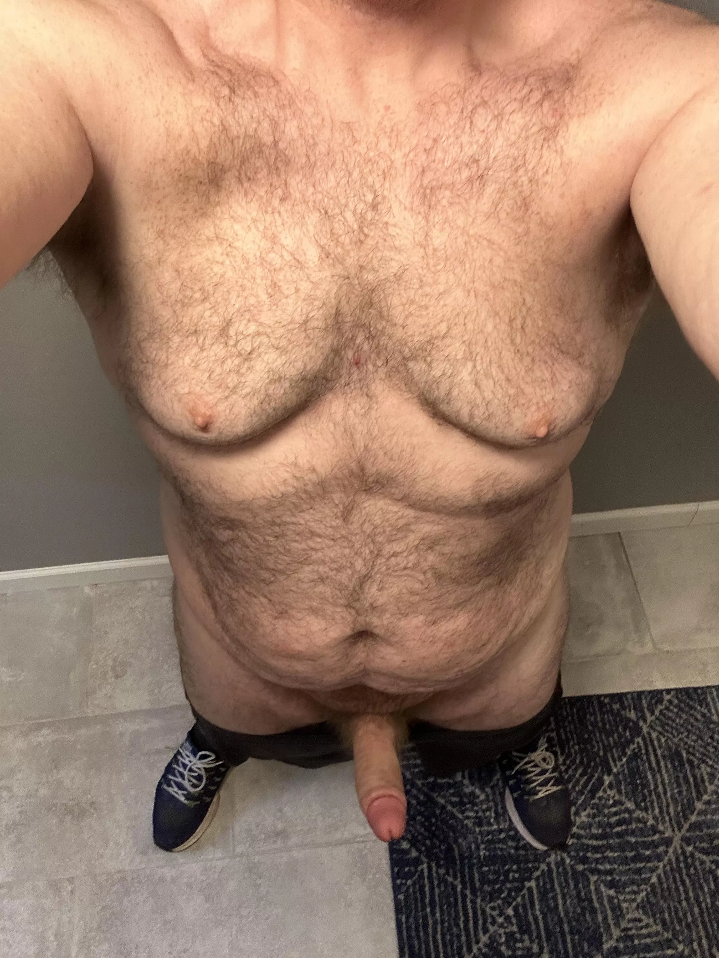 Daddy got excited making breakfast.