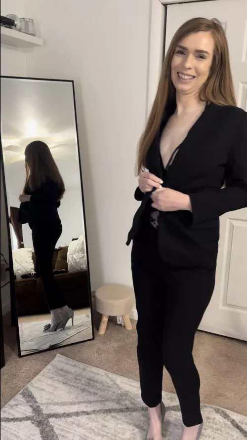 Heels and a pants suit?
