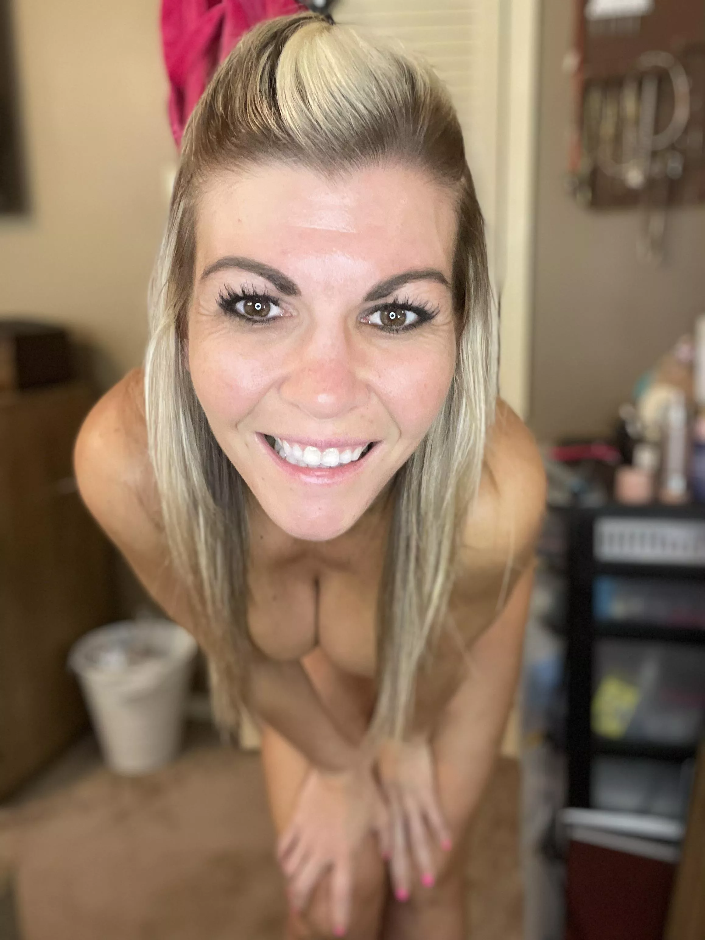 Very real smile with very fake boobs! 39 and happiest I have ever been!