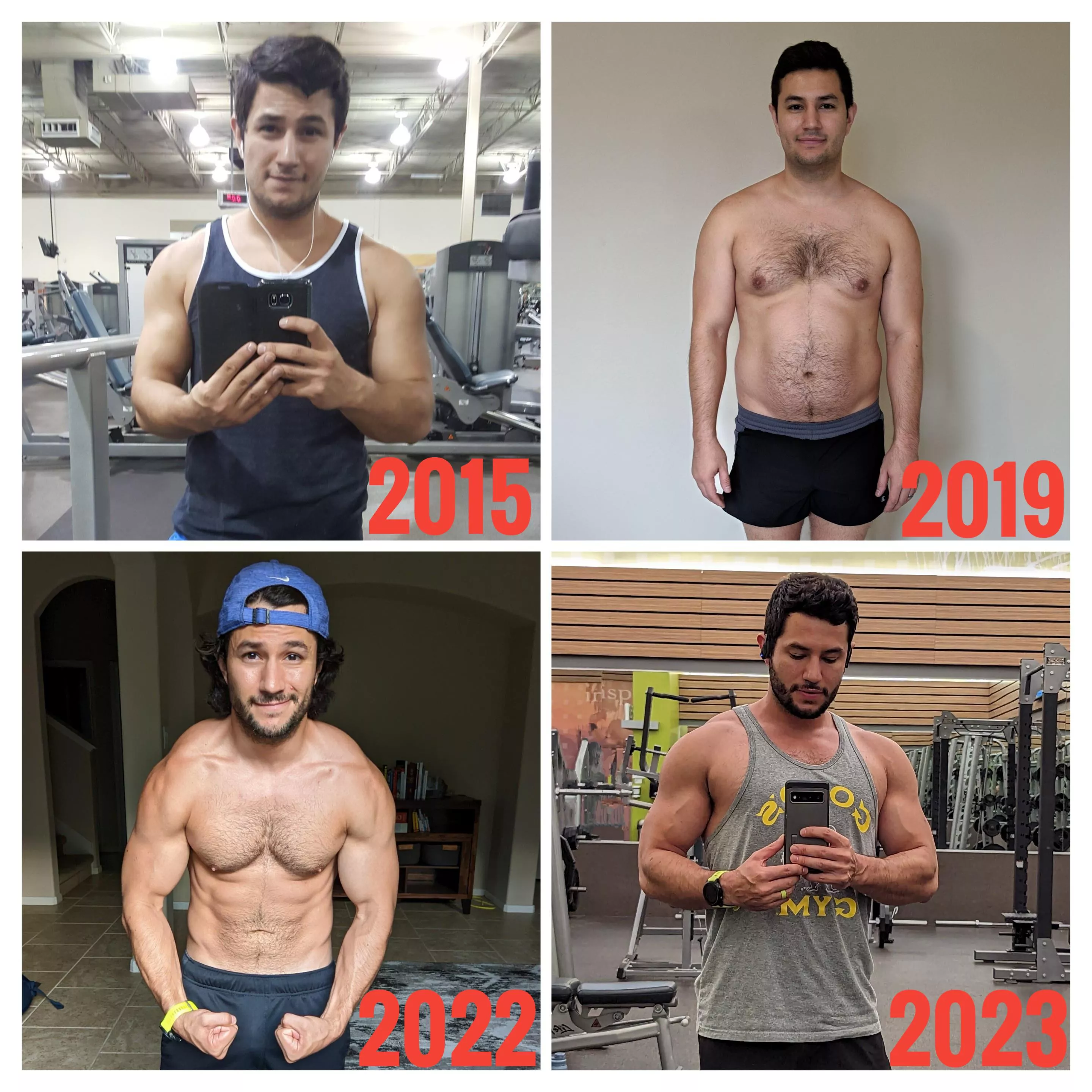 8 years of natural lifting progress. I was always externally happy, but inside there were ups, and downs, struggles with body image and mental health. Still work to do, but the most growth has come from learning to be patient and practice speaking kindly