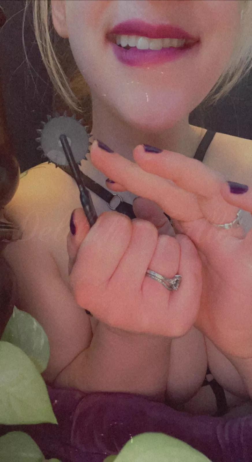 Are you going to whine and flinch as I use this pinwheel across your skin? [domme]