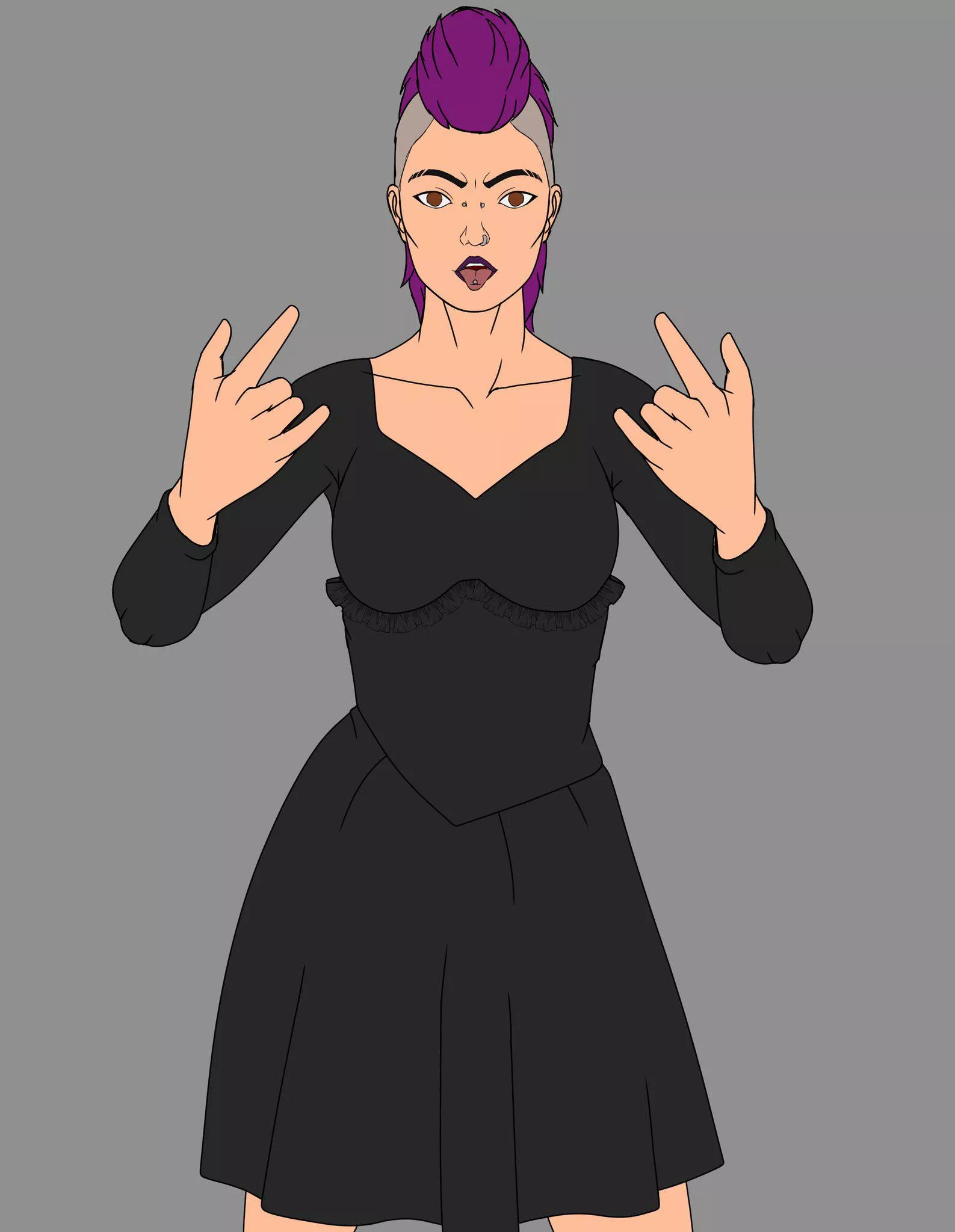 Can someone edit this Oc I got commissioned into a parasite hypnotized eyes?