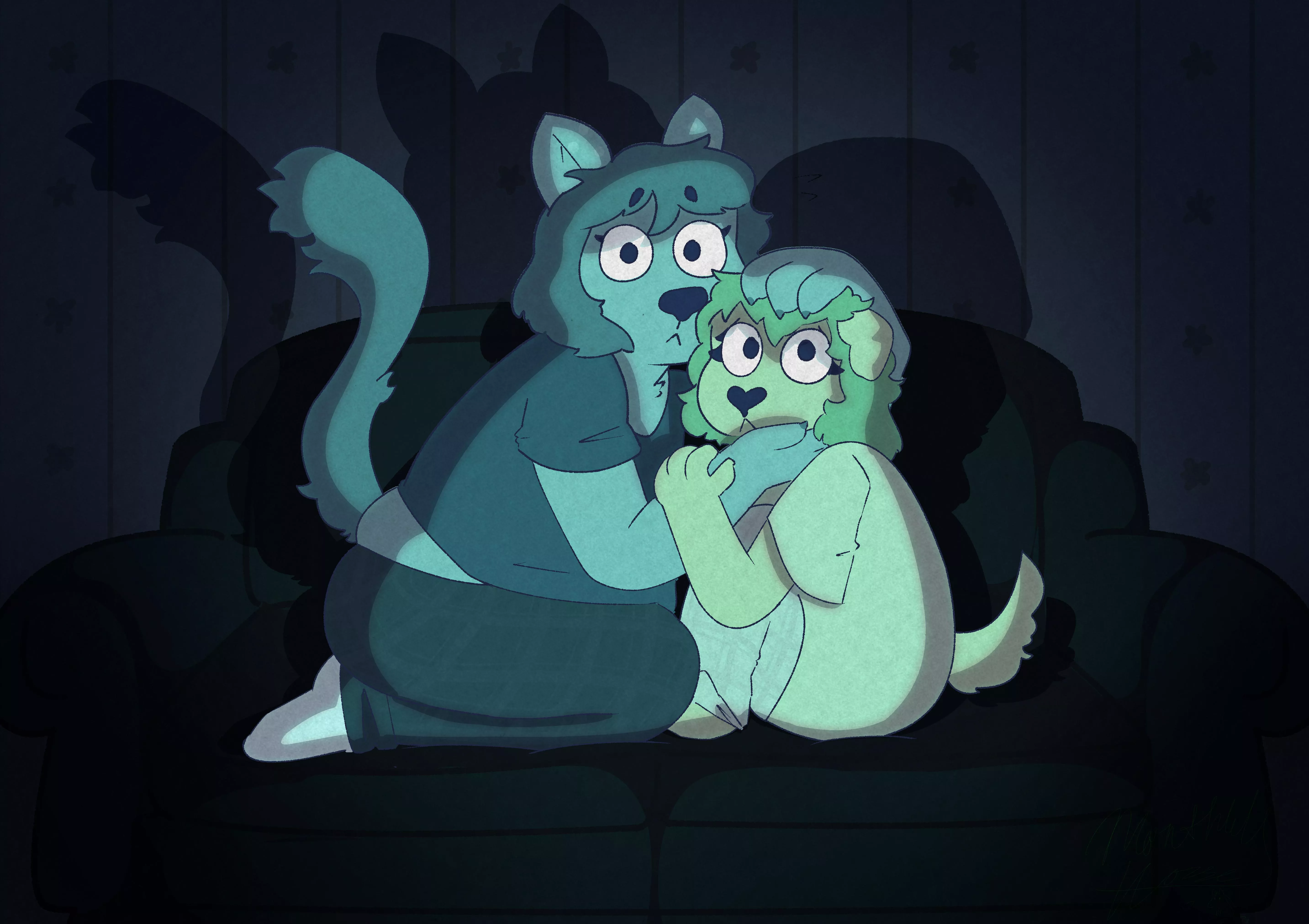 Scary Movie Night! (Art by me @monthlyhorse)