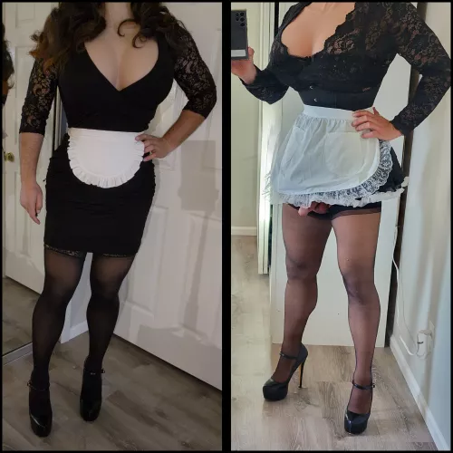 Which outfit would you want your sissy maid to wear while serving you?