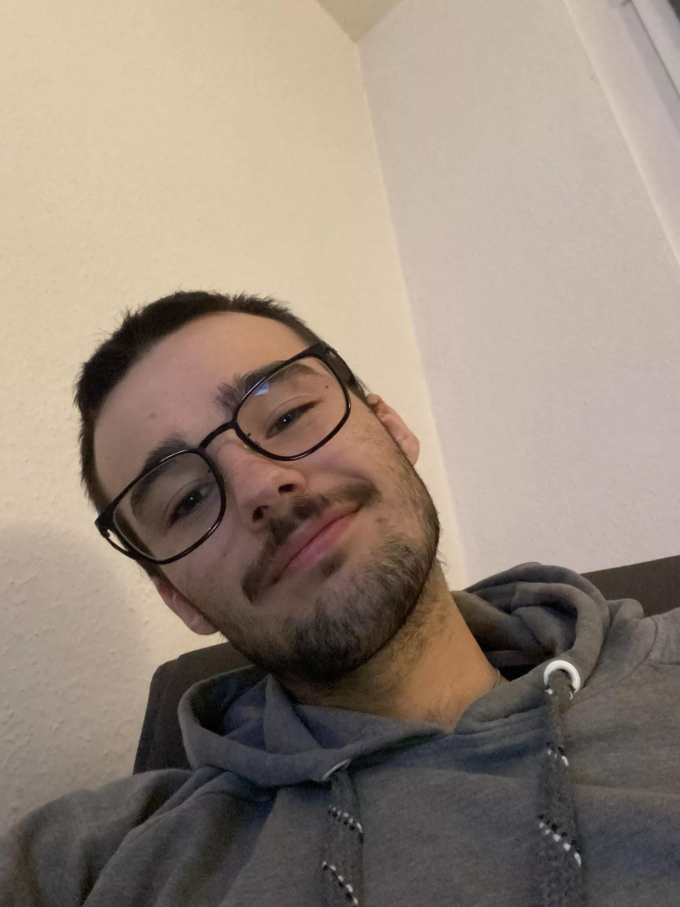 A rare pic with glasses. Kinda bored