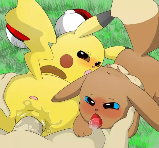Eevee and Pikachu bonding (malawrist) [mf]