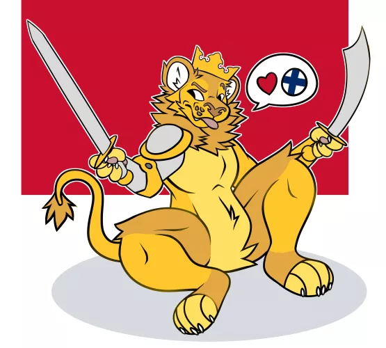 Finland but its fursonafied (art by me/@LakkiTheFox)