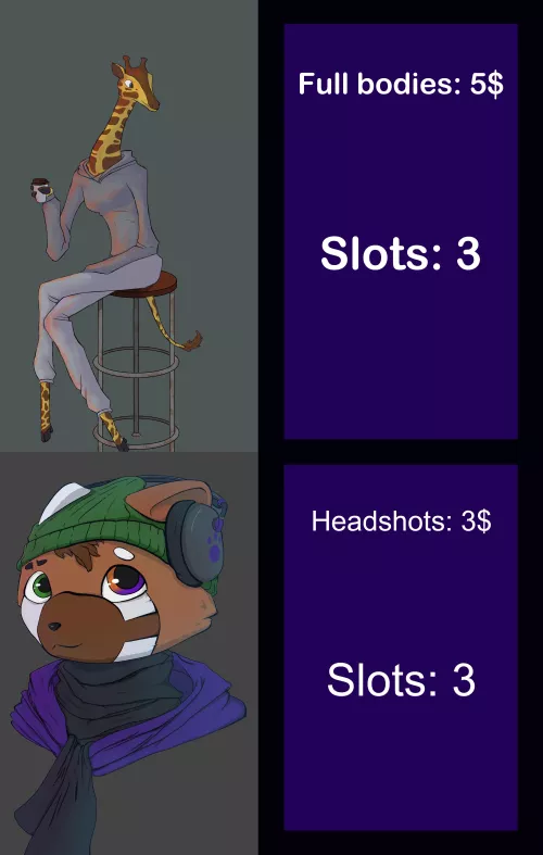 Just need some work, doing cheap full body and headshot commissions!