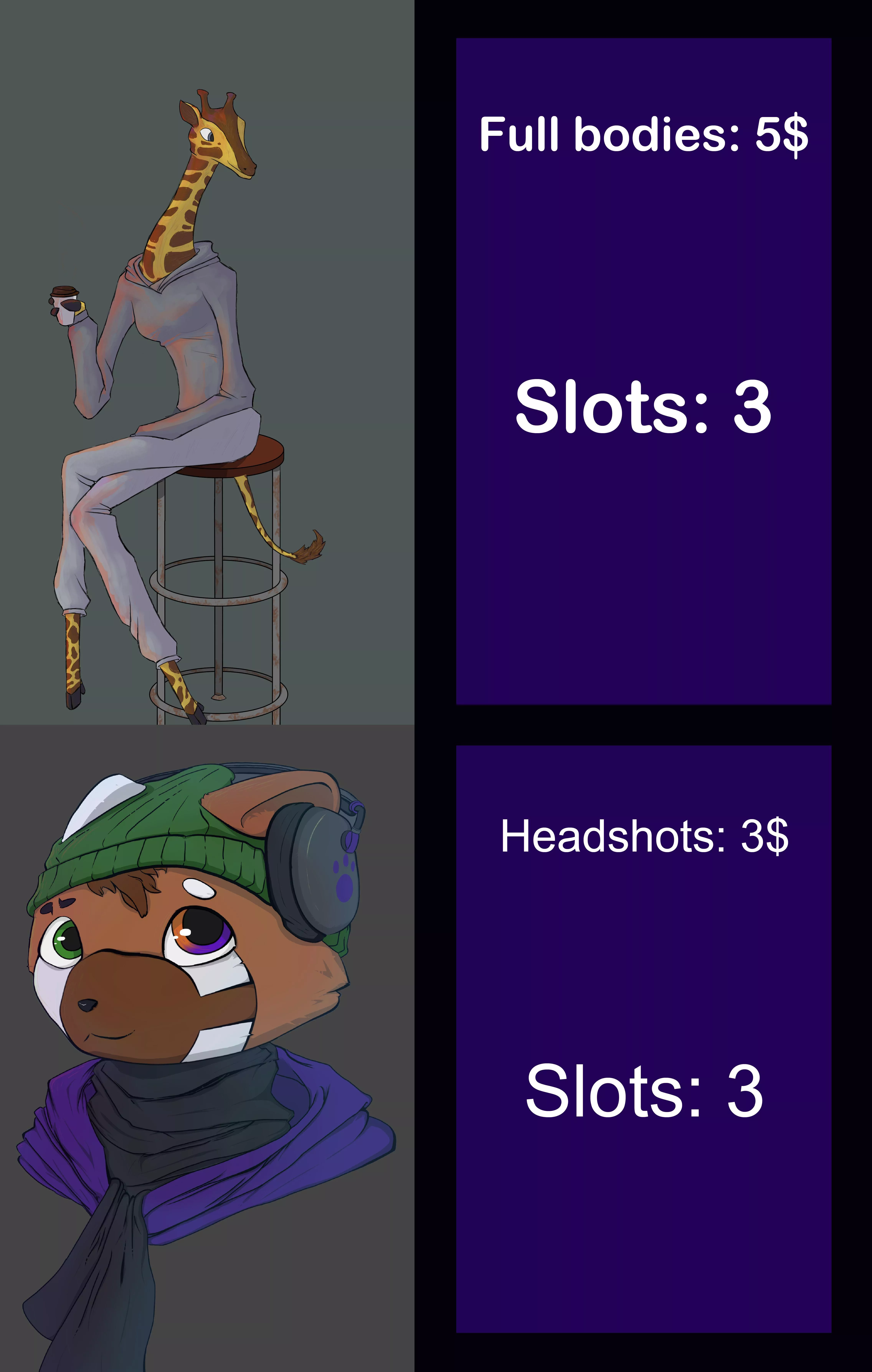 Just need some work, doing cheap full body and headshot commissions!