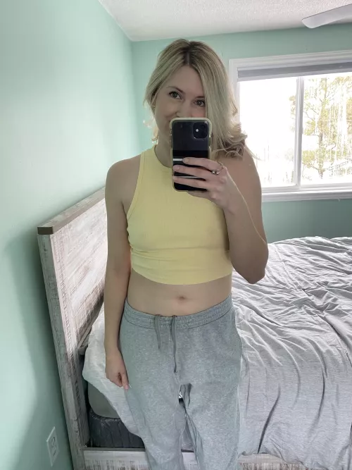 My husband loves when I wear his sweatpants