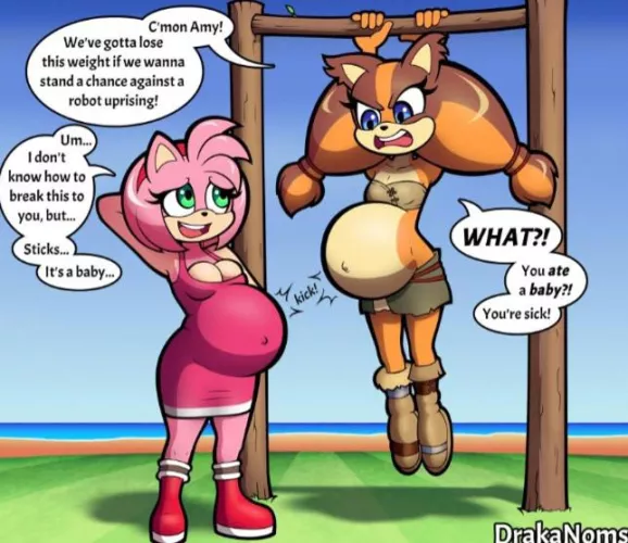 Sticks doesn't understand what pregnancy is despite Amy's best efforts. I'd impregnate that badger and explain it her myself. (By DrakaNorms from Aryion.com)