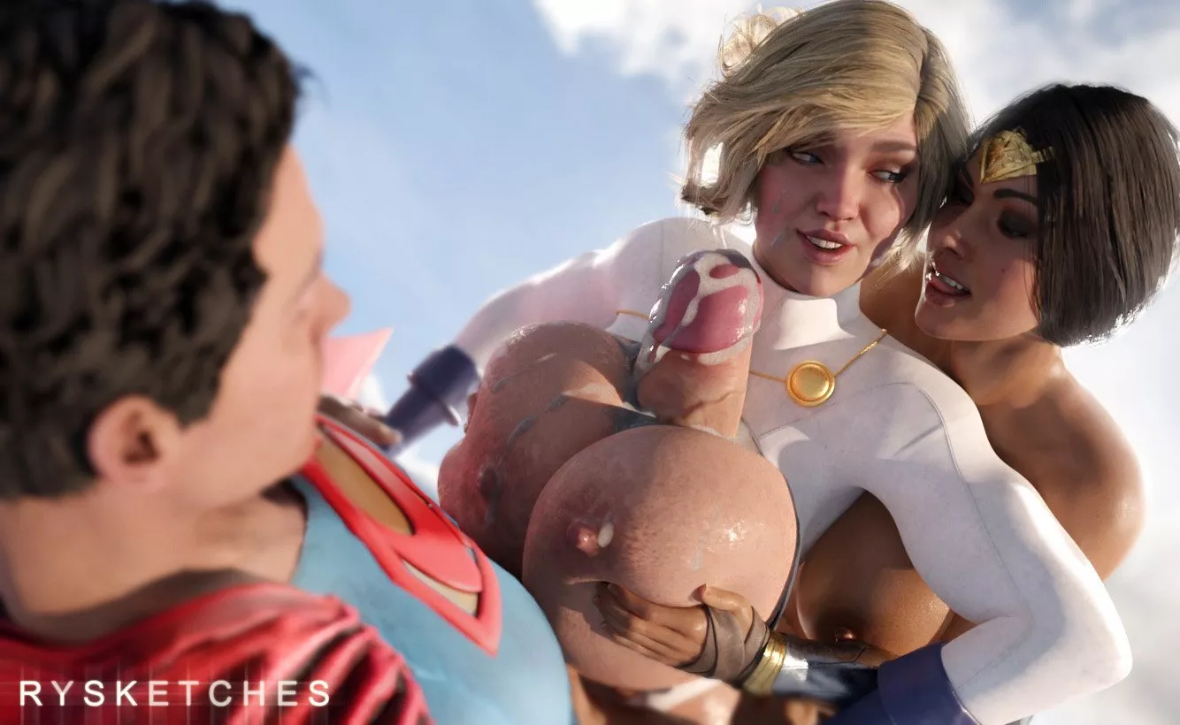 Wonder Woman Helping Power Girl With Titty Fuck (Rysketches) [DC]