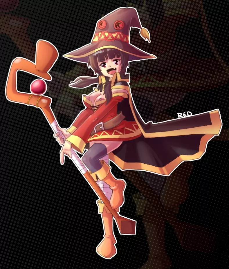 drawing I made of megumin[red dragon]. open commission
