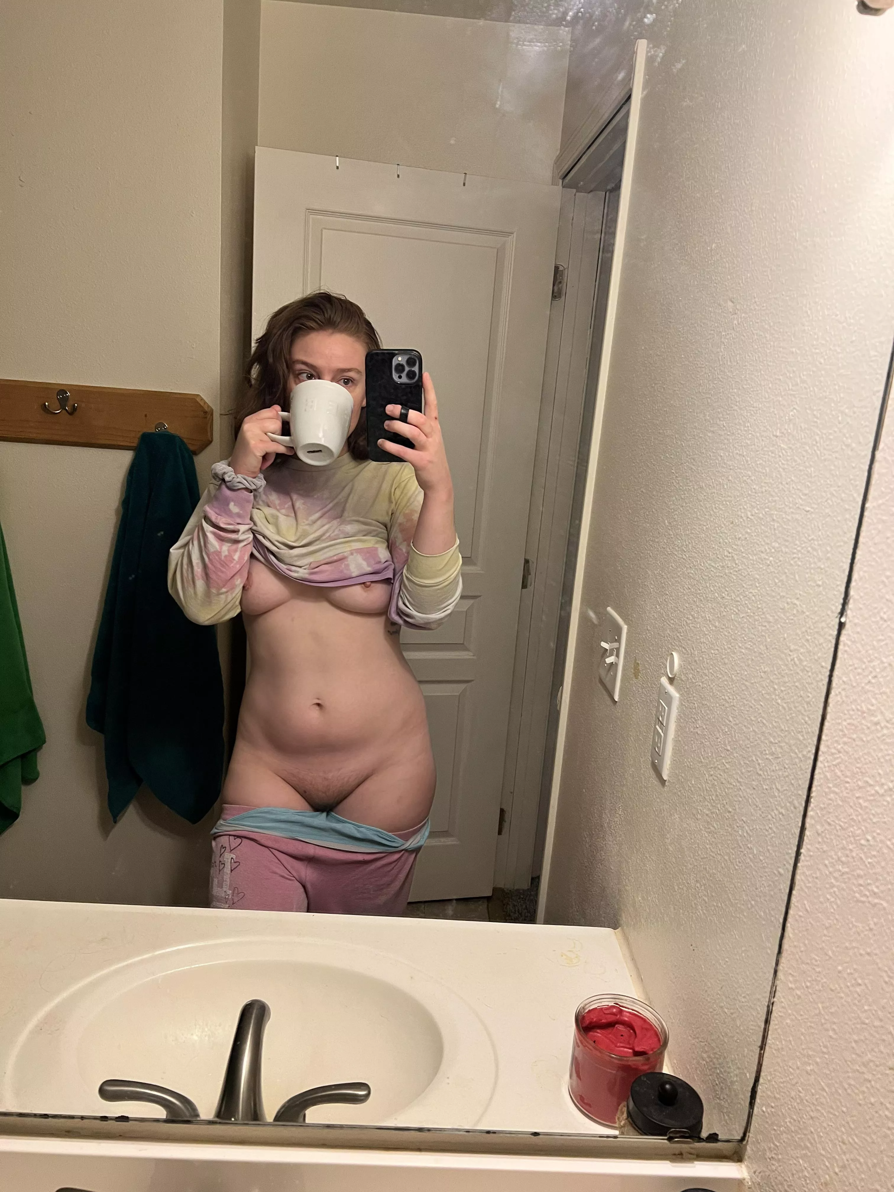 Just a curvy mommy sipping on her vanilla hot drink