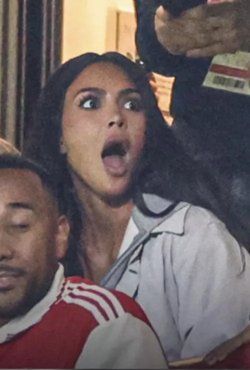 Kim at the Arsenal match I’m sure she makes this face a lot