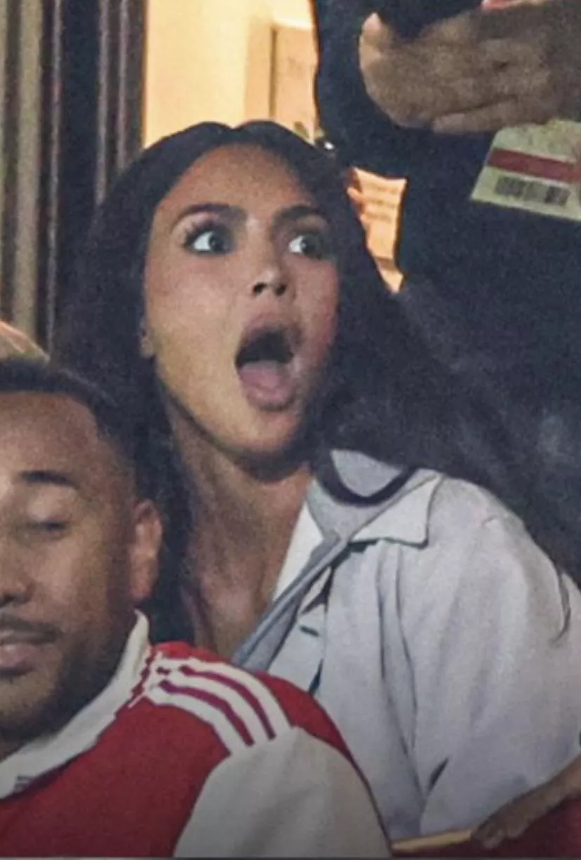 Kim at the Arsenal match I’m sure she makes this face a lot