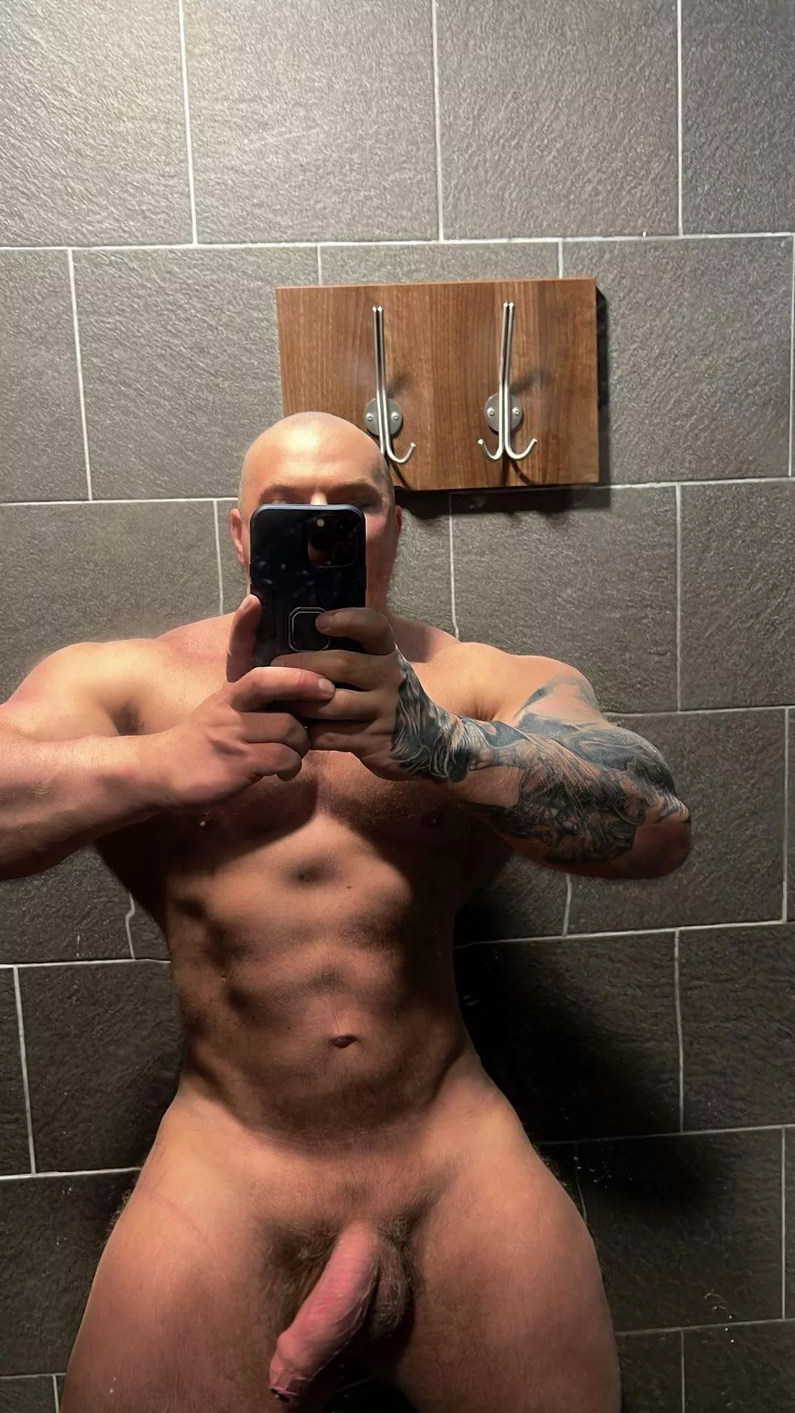 (m) Shower after a hard leg session.