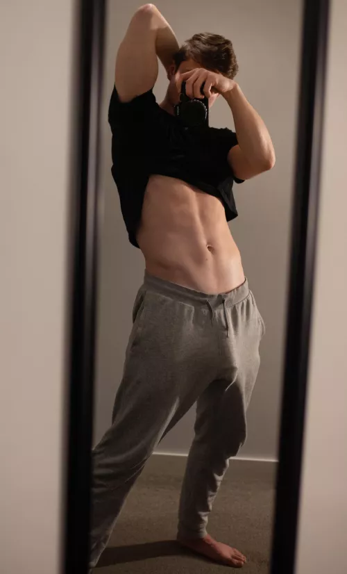 Pull these sweatpants off me with your teeth then get to sucking