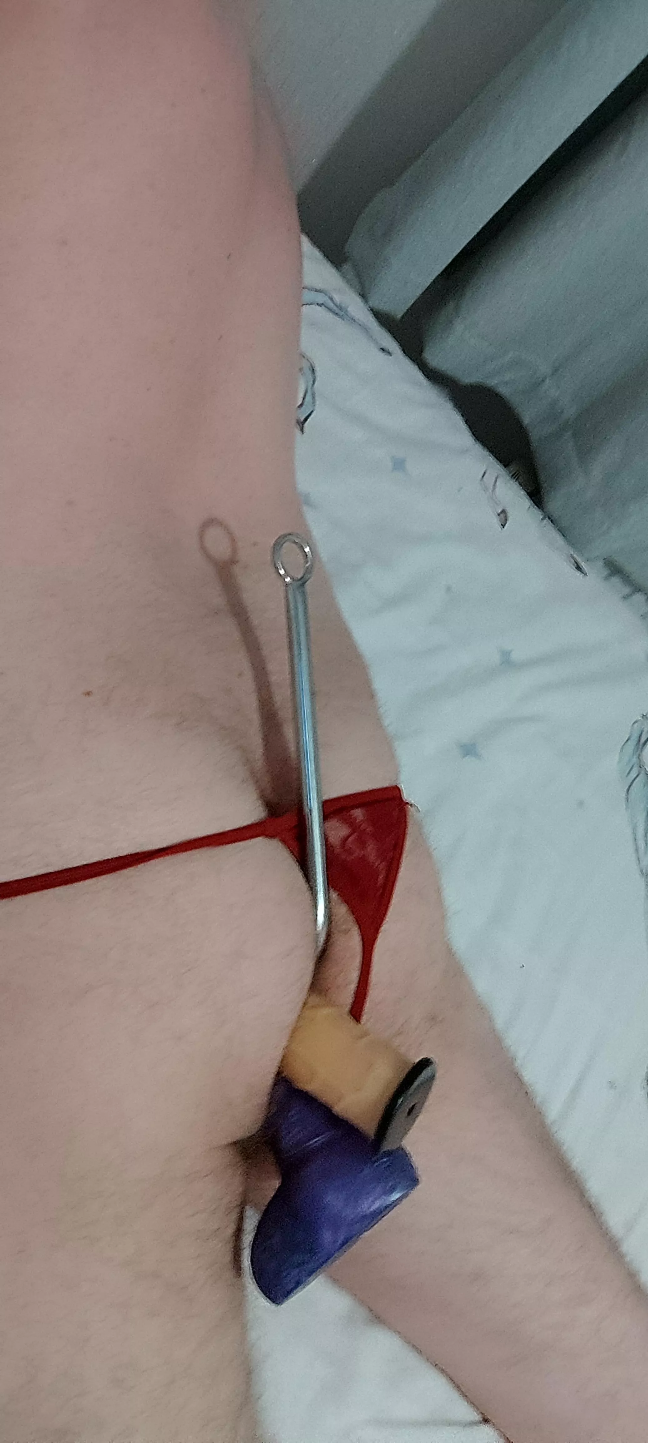 Anal hook and 2 huge dildos in my ass