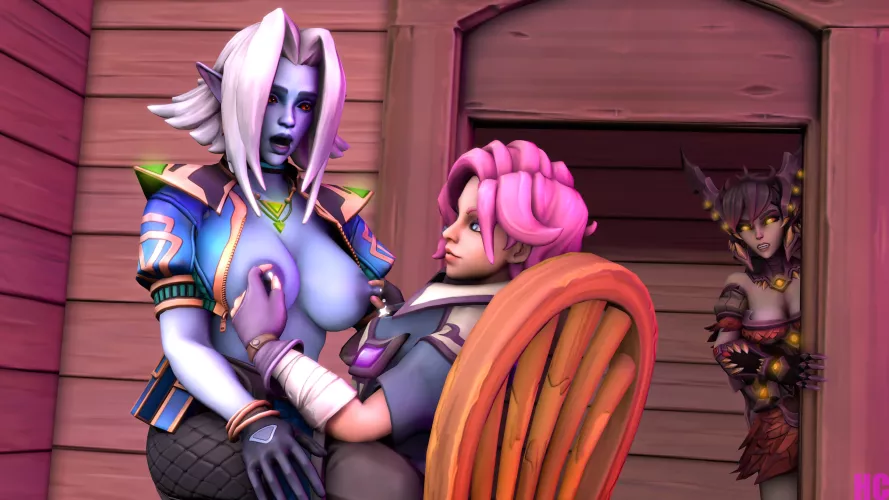 Maeve plays with Saatis nipples while Vora watches (HC)