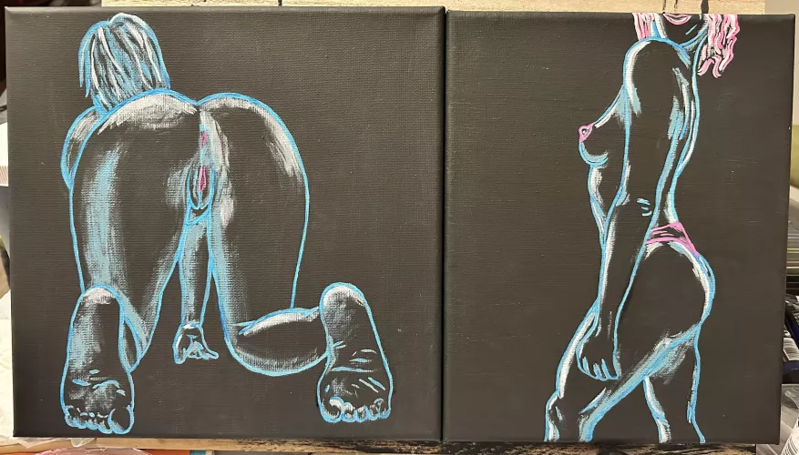 Some glow in the dark self portraits I'd love to rehome ☺️