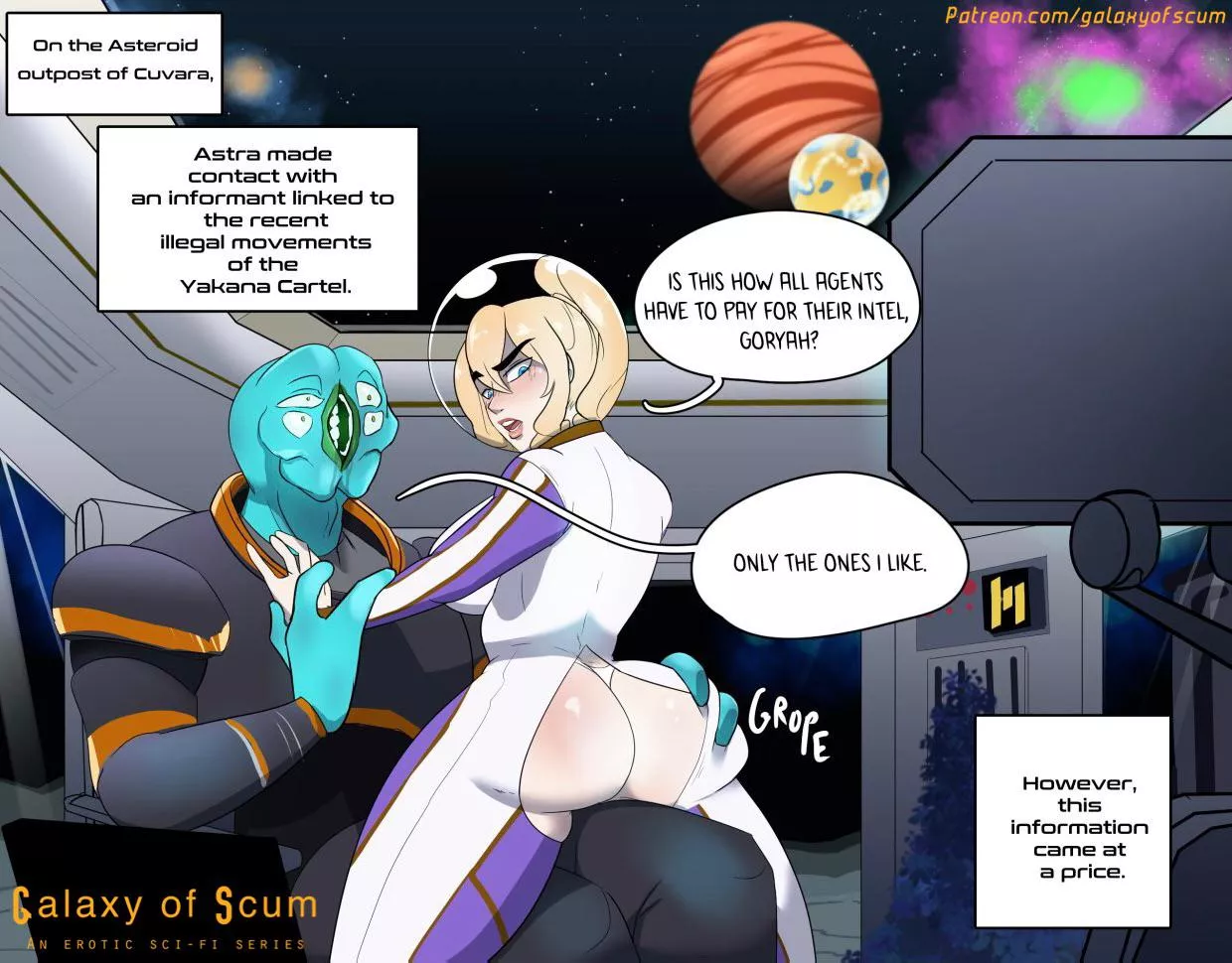 Alien Scum will always find a way to get the best beauties in the galaxy.