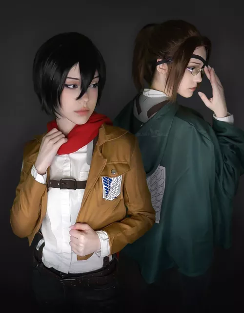 Mikasa and Hange cosplay by BunnyGirlBree