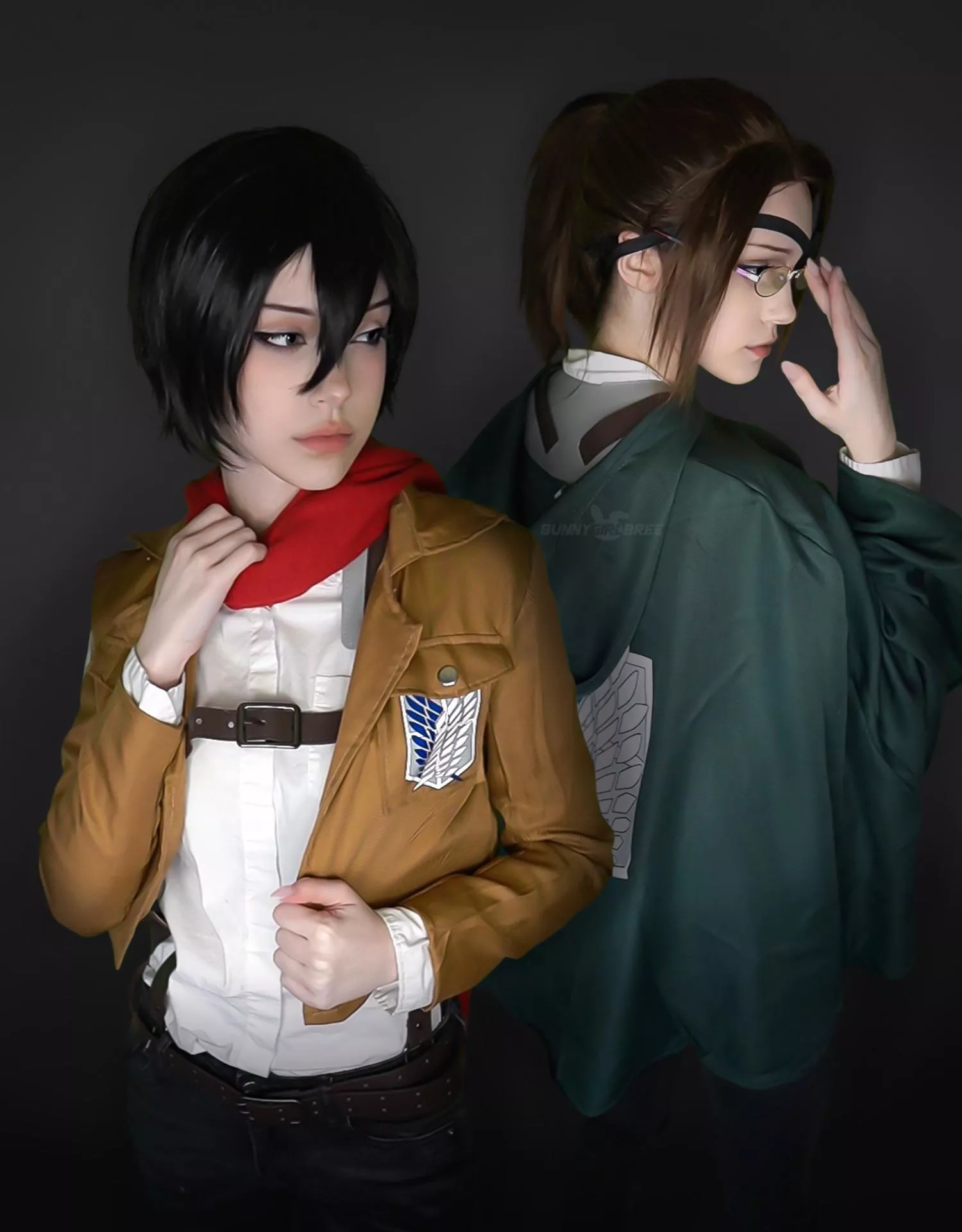 Mikasa and Hange cosplay by BunnyGirlBree