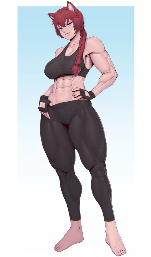Muscular foxgirl [Artist: SpeedL00ver]