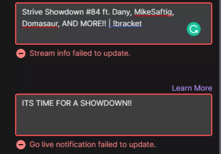 Twitch wont let me update my stream titles in creator dashboard help plz