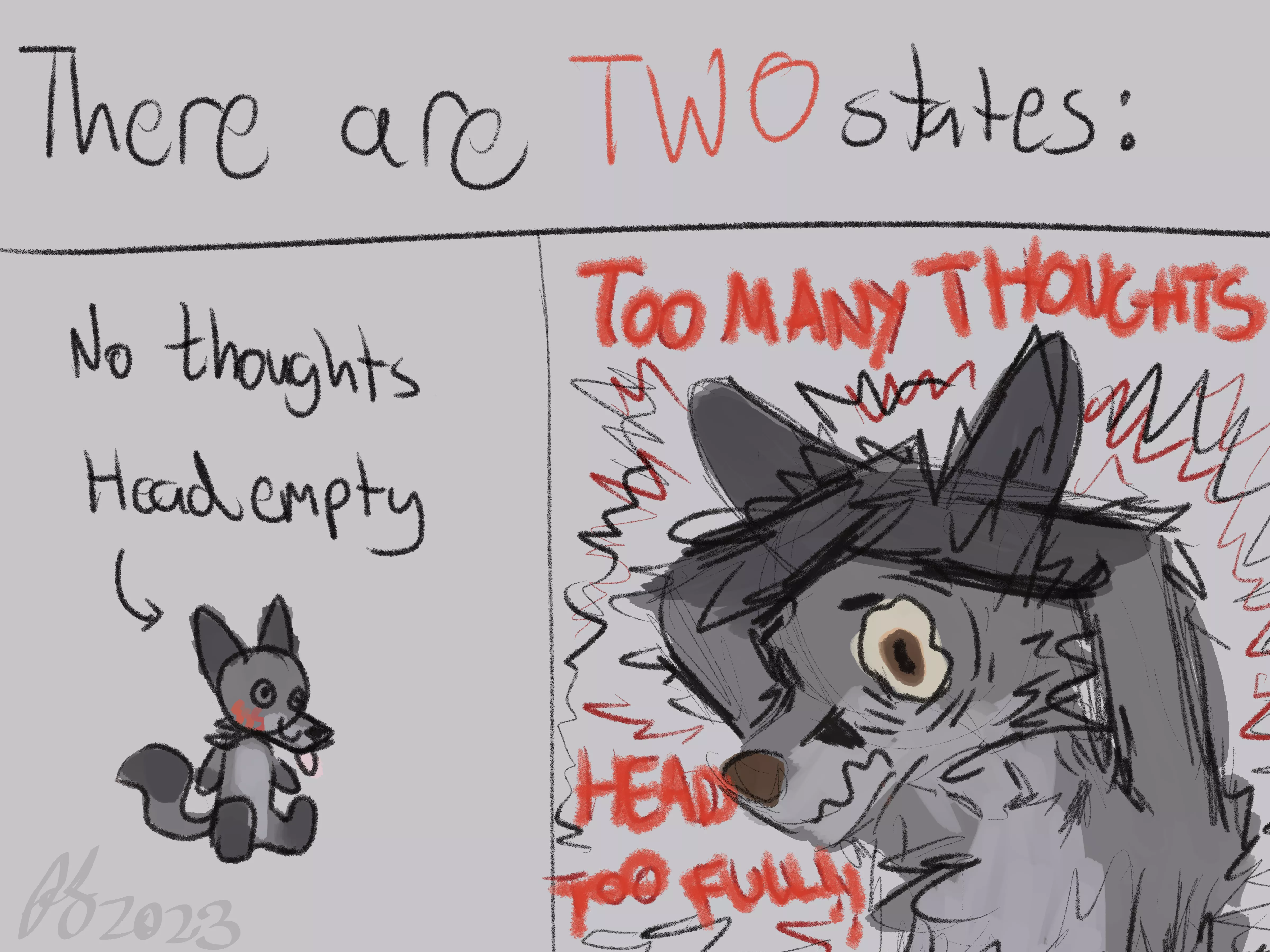 Anxiety, by @FurrySoren on Twitter.