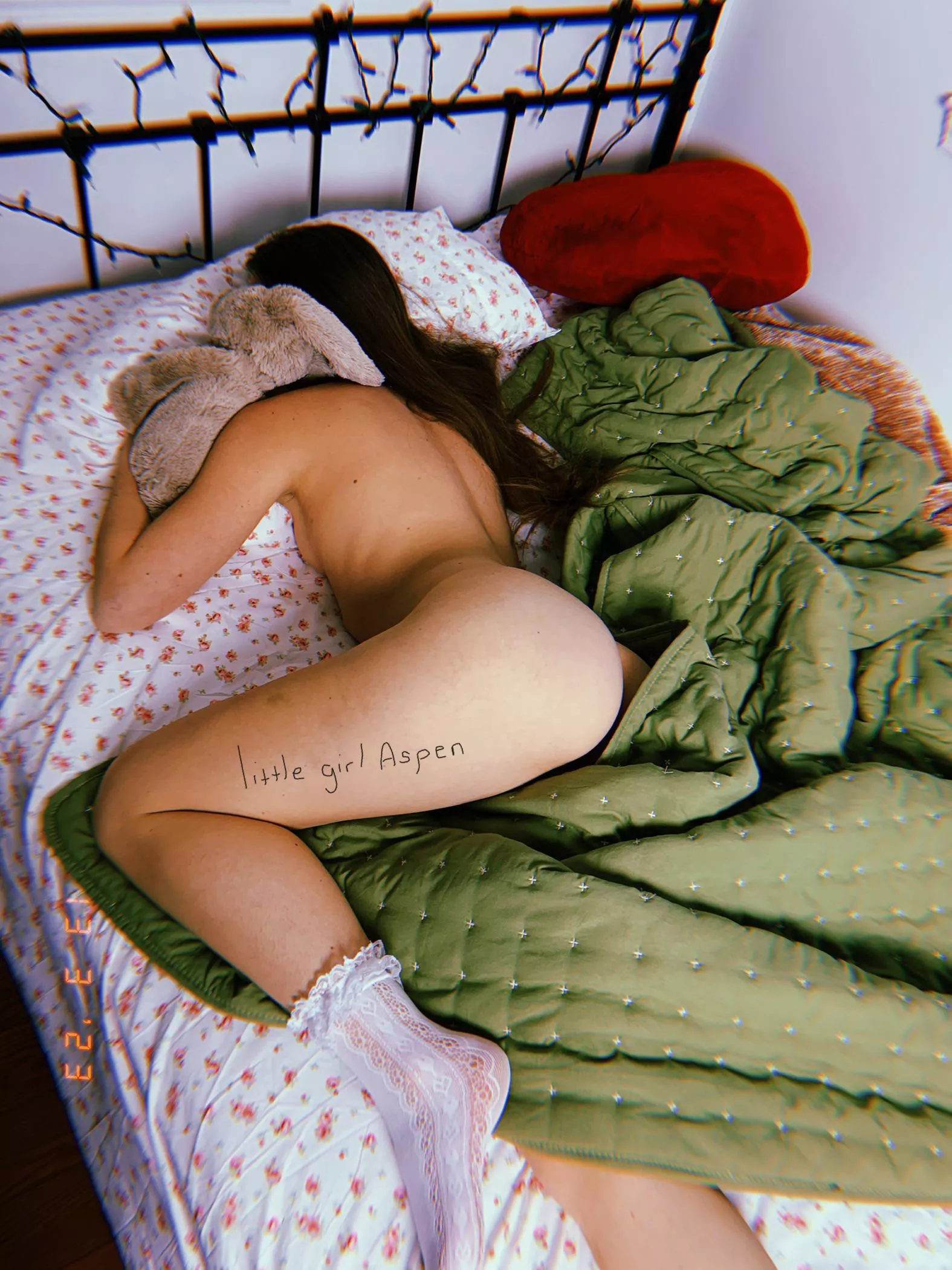 Bedtime wearing just my frilly socks [female]