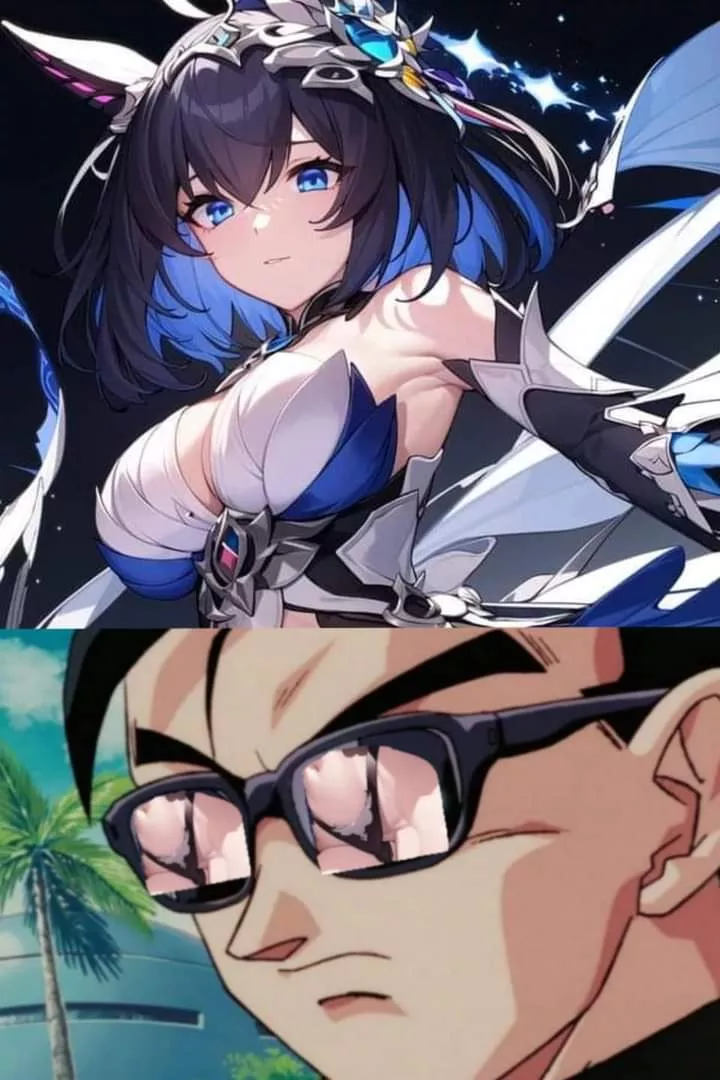 LF Color Source: Honkai Impact 3rd, Seele Vollerei, Big Breast, Armpits, Dragon Ball, Gohan, Meme, Black Panties